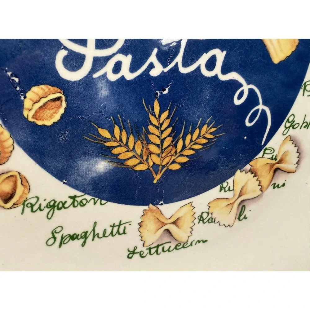 Vintage Italian Ceramic La Pasta Serving Bowl‎ Made in Italy Blue White 12 Inch